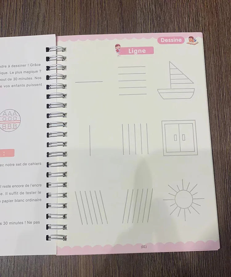 4pcs Portuguese Magic Practice Copybook Pen Preschools Kids Calligraphy Notebook Children Reusable  Writing Book Age 3-8