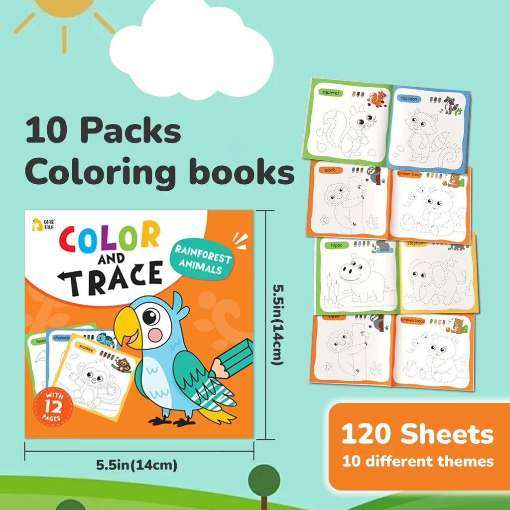 Children's Coloring Book for 3-6 Years Old, Suitable for Boys/girls in Early Childhood Education Coloring Book (set of 10 Books)