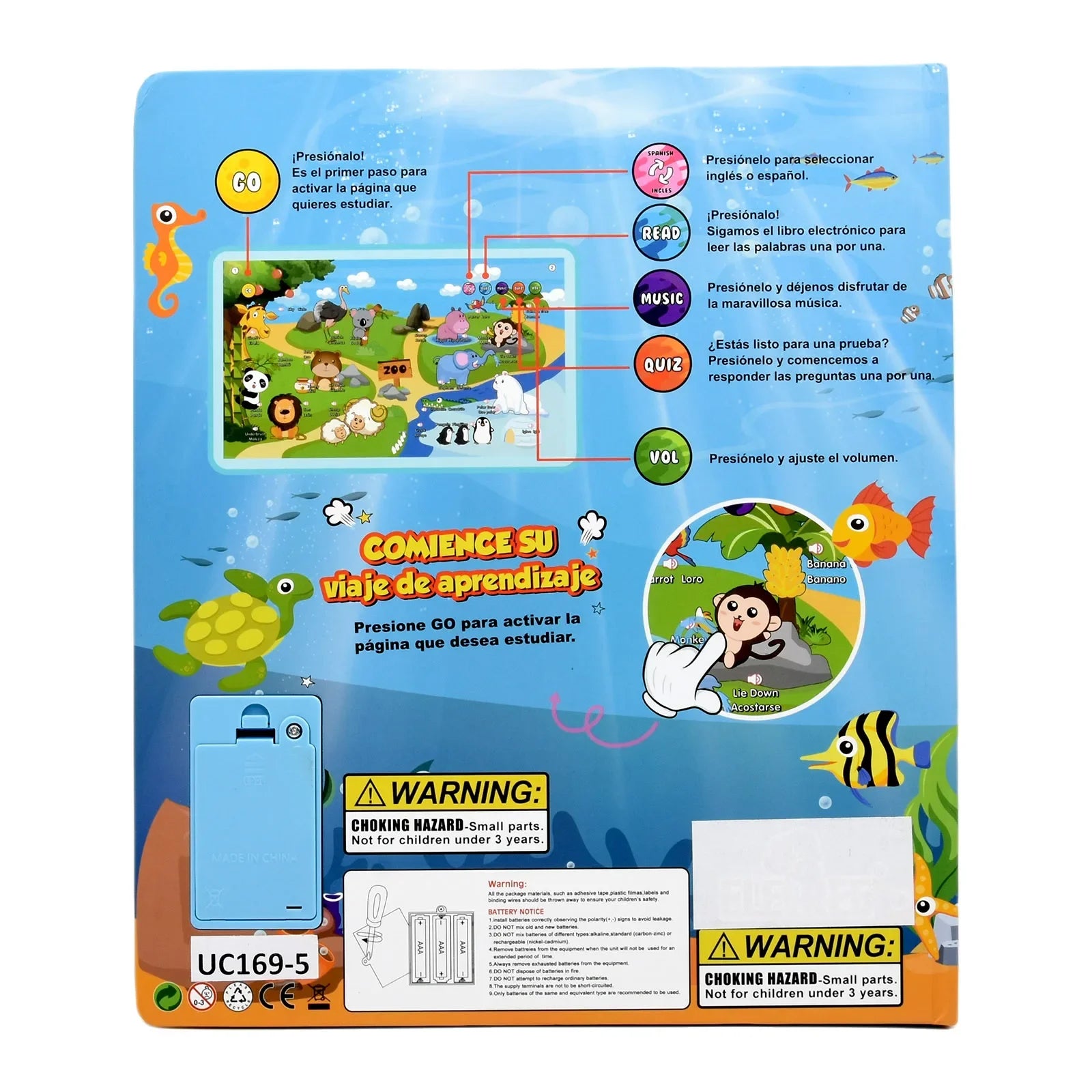 Spanish English Talking Learning Book for Kids Interactive Audio Sound Books Toddler Educational Toy To Learn Spanish Bilingual
