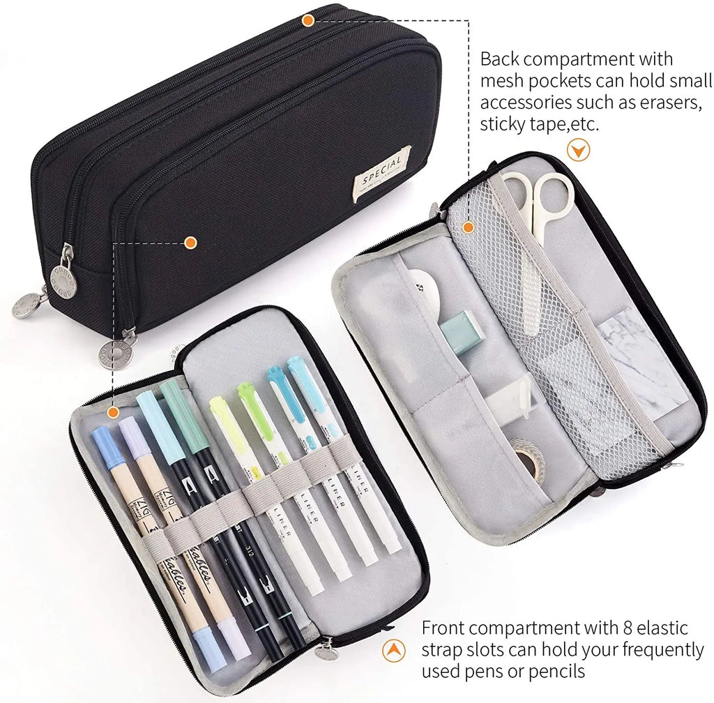 Pencil Case Large Capacity Pencil Pouch Aesthetic Pen Bag Office Stationery Organizer Simple Sturdy Multifunctional Pencil Bag