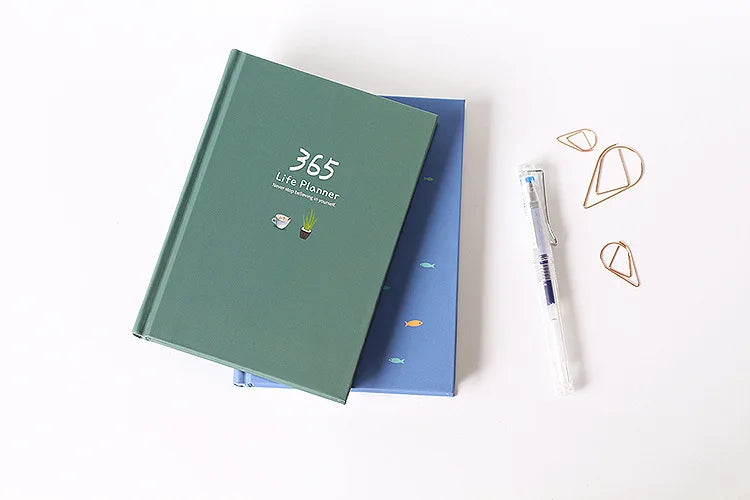 365 Planner Agenda Notebook Colorful Inner Page Illustration Yearly Daily Plan Journal Diary Book Record Life Stationery Gifts