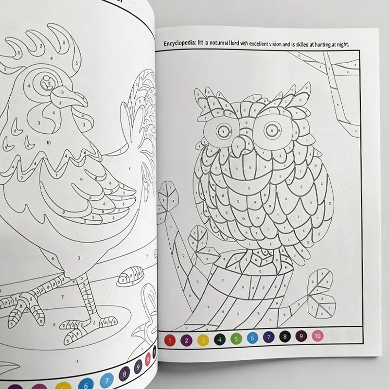 48 Pages with Colorful Pages and Number Instructions, Children's Fun Coloring Book,  Interactive Activity Coloring Book
