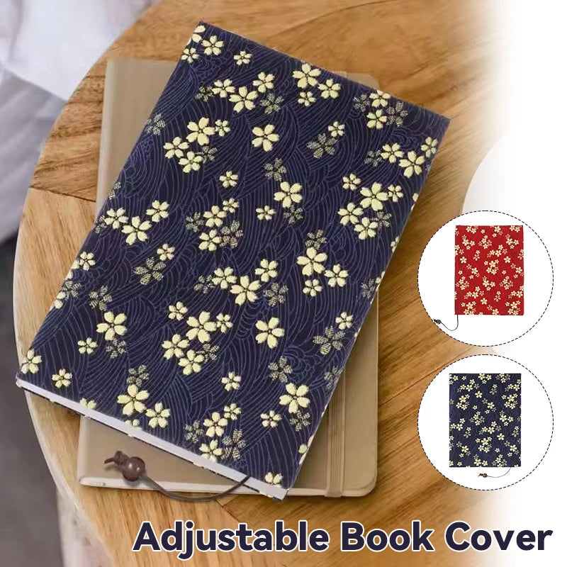 Adjustable Book Cover Floral Printing Book Paperback Protective Cover Fabric Handmade Hand Account Book Textbook Decor