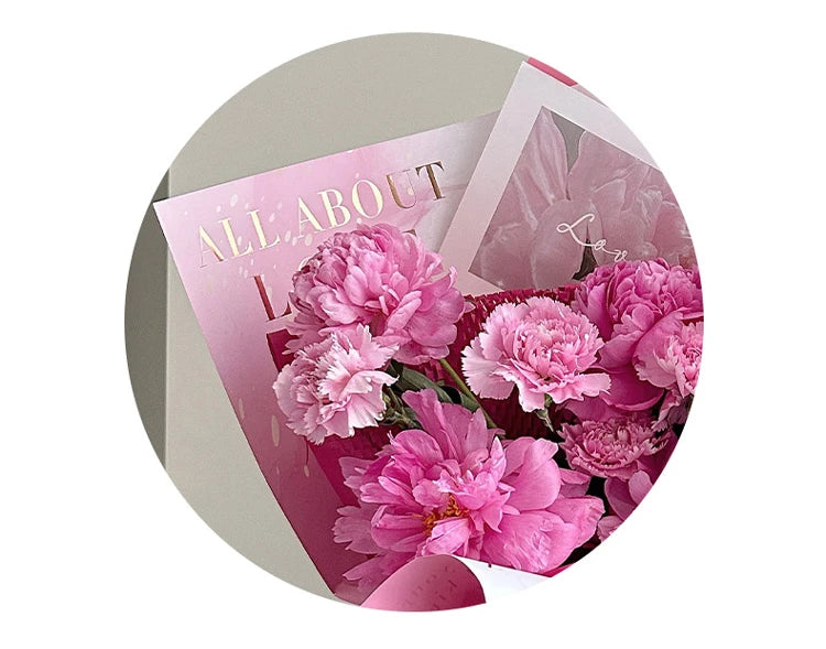 Valentine'S Day Gilded Flower Wrapping Paper, Gradient Korean Art Floral Wrapping Paper, Gift Paper, Flower Packaging Materials