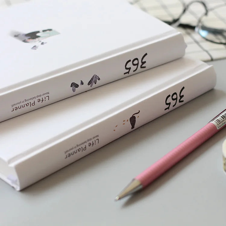 365 Planner Agenda Notebook Colorful Inner Page Illustration Yearly Daily Plan Journal Diary Book Record Life Stationery Gifts