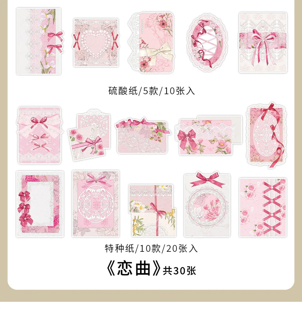 4 styles 30 pcs Vintage material paper Junk Journal DIY Scrapbooking Collage Materials Creative Stationery background paper