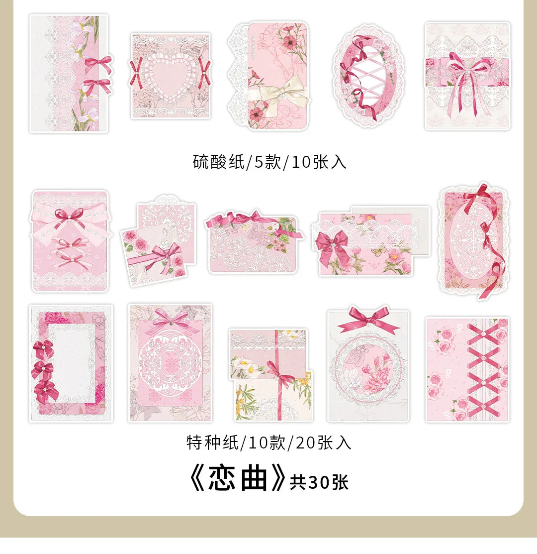 4 styles 30 pcs Vintage material paper Junk Journal DIY Scrapbooking Collage Materials Creative Stationery background paper
