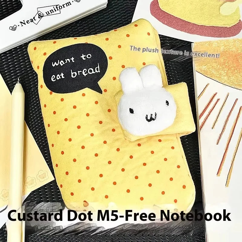 Cute M5 Handbook Book Cover Grey Cat Wave Dot Rabbit Cover High Beauty Simple Loose Leaf Notebook Only Shell