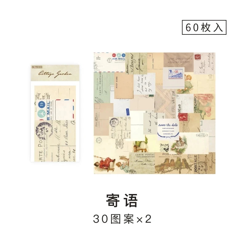60 Sheets Vintage Collage Scrapbooking Journal Material paper Card Making DIY Retro Source Paper Creative Memo Stationery