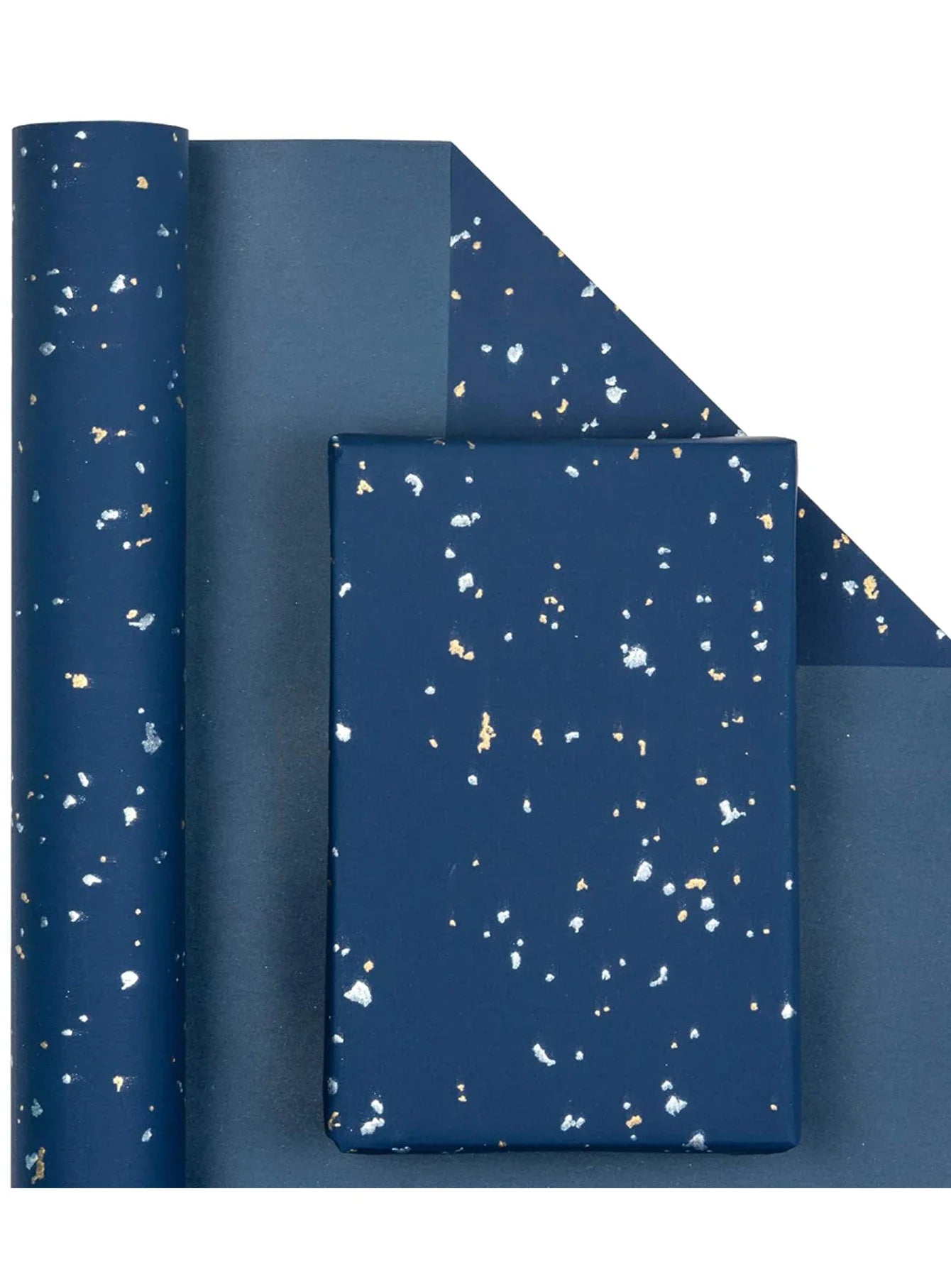 1roll Gift Wrapping Paper Navy Blue Gold Foil Gift Wrapping Paper Gift Paper Suitable for Birthdays and Festivals DIY Gift
