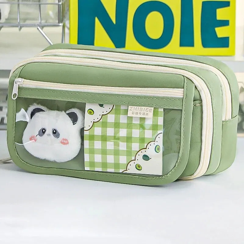 9-layer Large Capacity Pencil Case with Transparent Compartment and Magnetic Button Flip for Retrieval