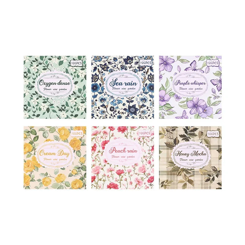 100pcs Vintage Paper Multi Style Deco Retro Stationery Supplies Writing Paper Junk Journal Label Scrapbooking Material Supplies