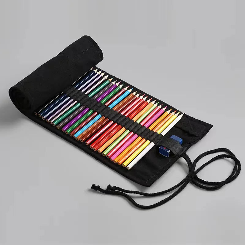 1PC Canvas pencil case - Simple and atmospheric design, colorful lead sketch pencil case for artists students and offices to use