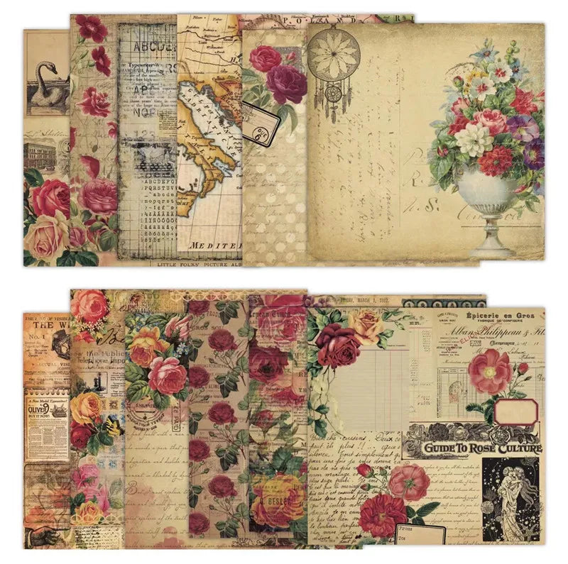 12 Sheet Scrapbooking Paper 15x15cm, Christmas Journal Planner Paper Pad Cardstock Backgrounds Card for DIY Art Craft Decoration