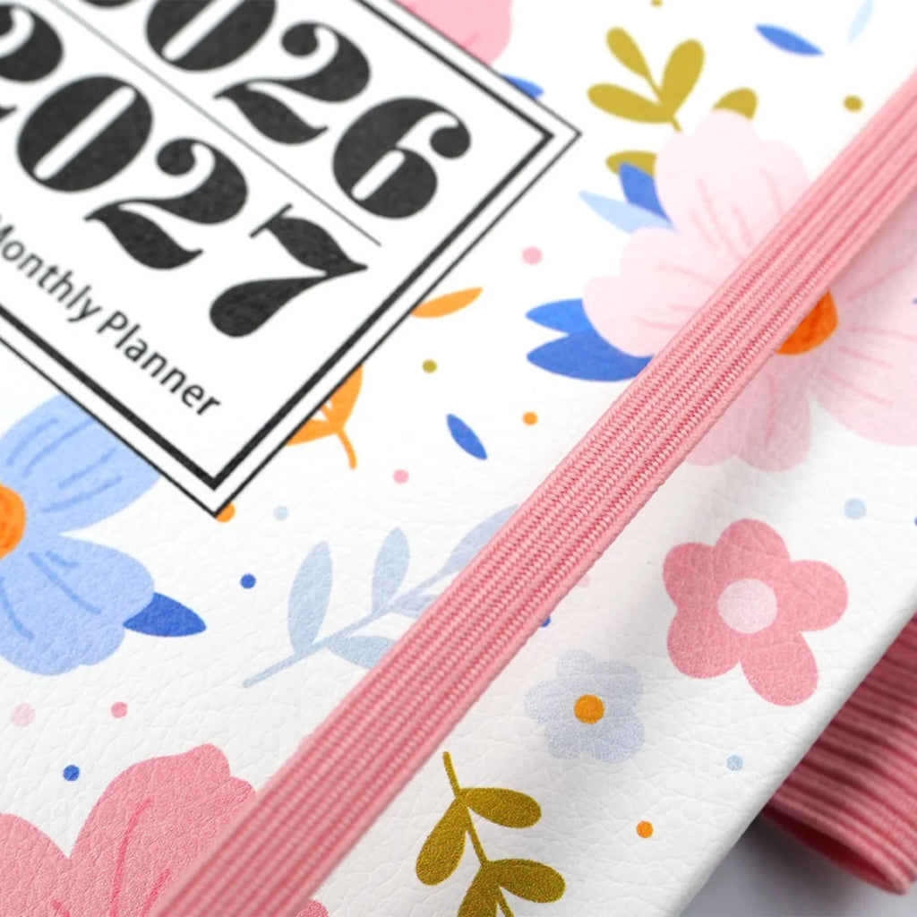 2026 2027 Floral Print Planner Weekly Monthly A5 Size 144 Pages Notebook Academic Daily Yearly Schedule Calendar Flower Design