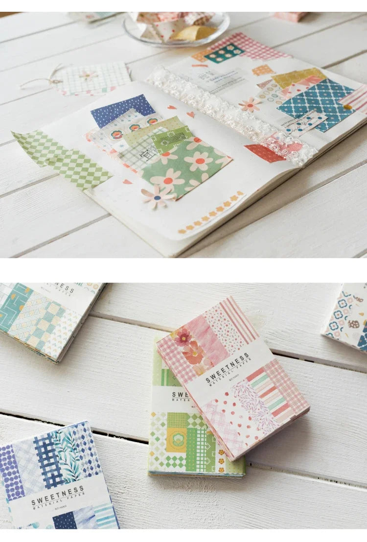 Journamm 50pcs Vintage Material Paper Cute Stationery Scrapbooking Cards for Journaling Project DIY Background Writable Paper