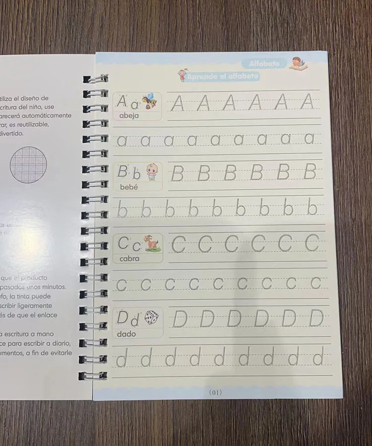 4pcs Portuguese Magic Practice Copybook Pen Preschools Kids Calligraphy Notebook Children Reusable  Writing Book Age 3-8
