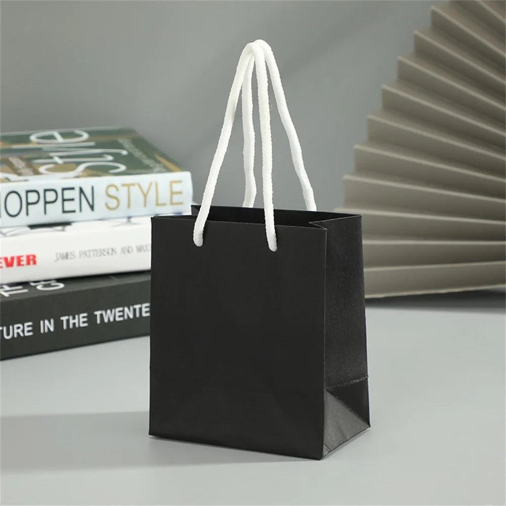 Gift Bags With Handles Paper Party Favor Handbag Bow Ribbon Jewelry Packing Birthday Wedding Graduation Celebration Present Wrap