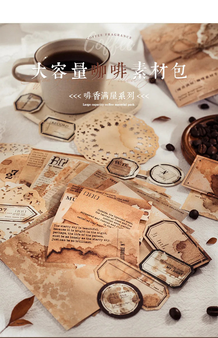65 pcs/pack Coffee stain Style Decorative paper handmade DIY Diary Scrapbooking Background paper craft paper