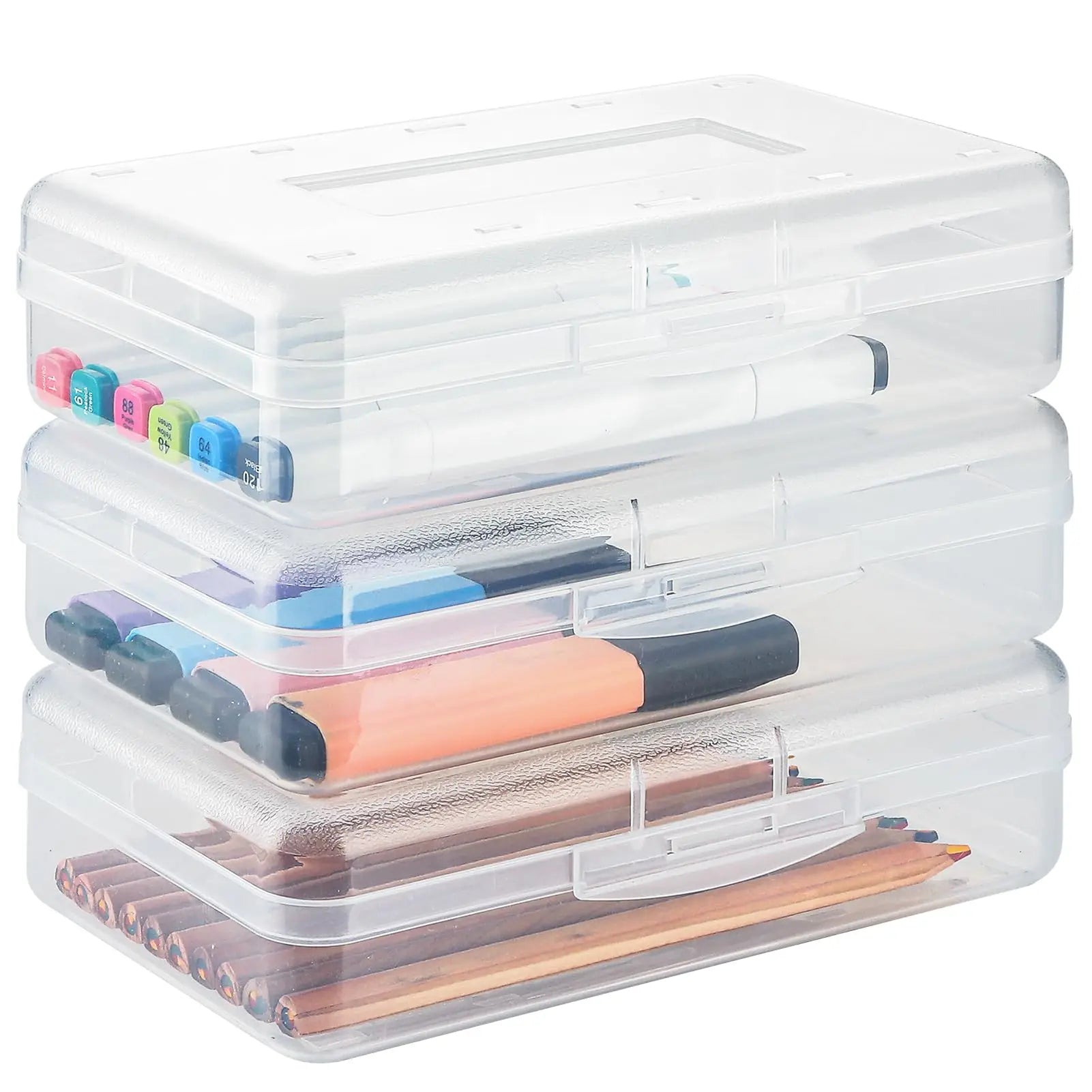 Pencil Case Large Supply Box Organizer Box Stackable Storage Box For Classroom Art School Office Supplies Home Storage