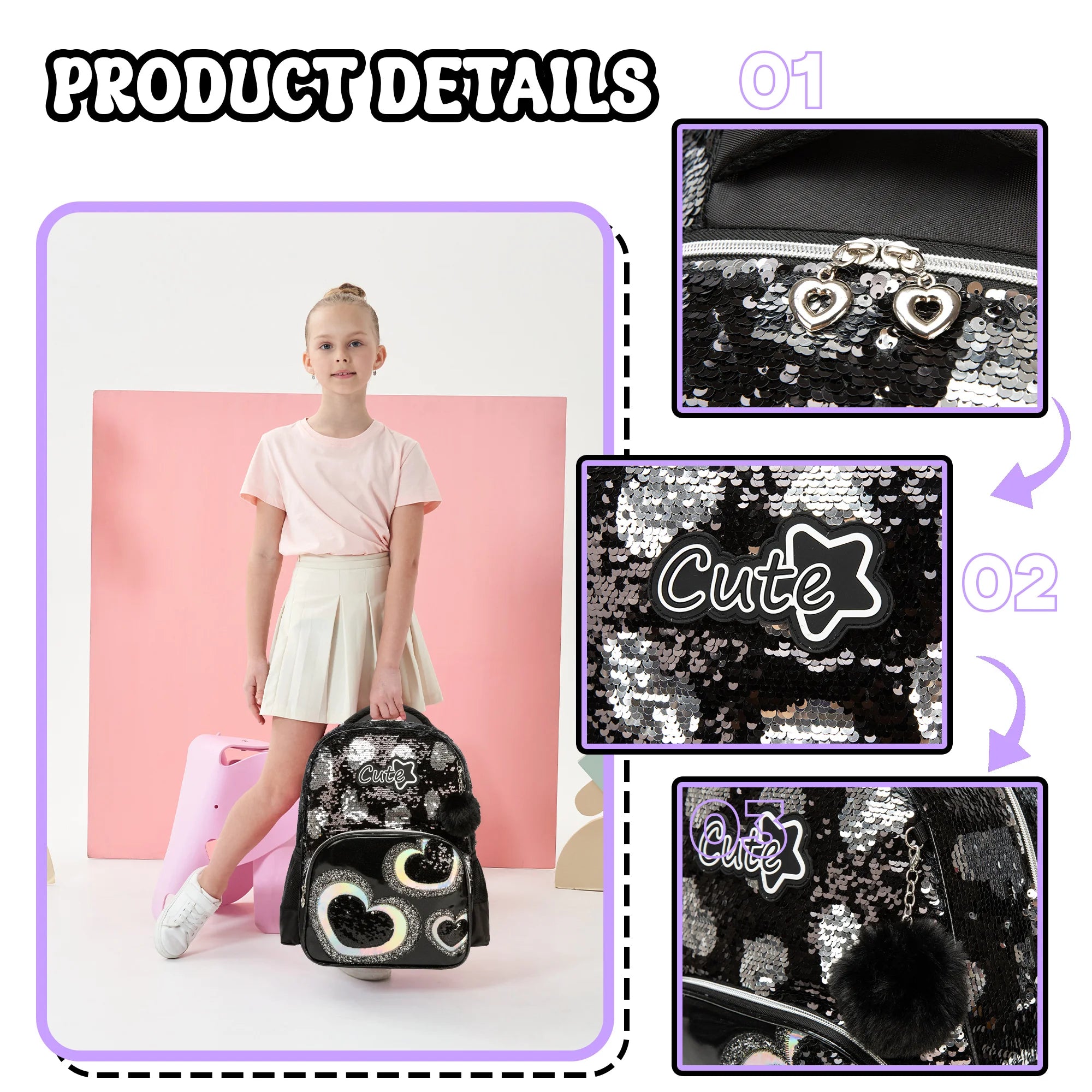 Kids Backpacks for Girls School Backpack with Lunch Bag Pencil Case for Elementary Student 3D Carton Plush Kids Travel SchoolBaG