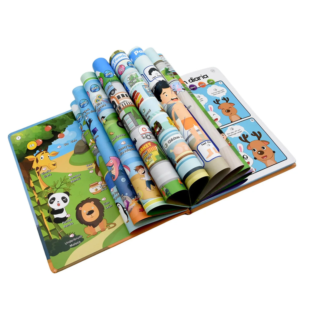 Spanish English Talking Learning Book for Kids Interactive Audio Sound Books Toddler Educational Toy To Learn Spanish Bilingual