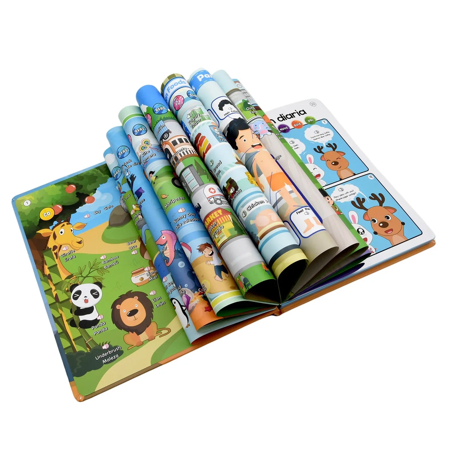 Spanish English Talking Learning Book for Kids Interactive Audio Sound Books Toddler Educational Toy To Learn Spanish Bilingual