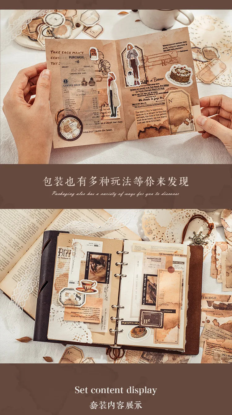 65 pcs/pack Coffee stain Style Decorative paper handmade DIY Diary Scrapbooking Background paper craft paper