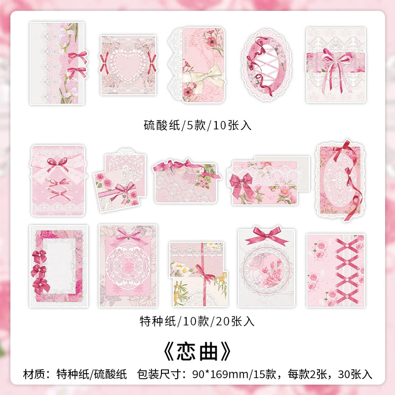 4 styles 30 pcs Vintage material paper Junk Journal DIY Scrapbooking Collage Materials Creative Stationery background paper