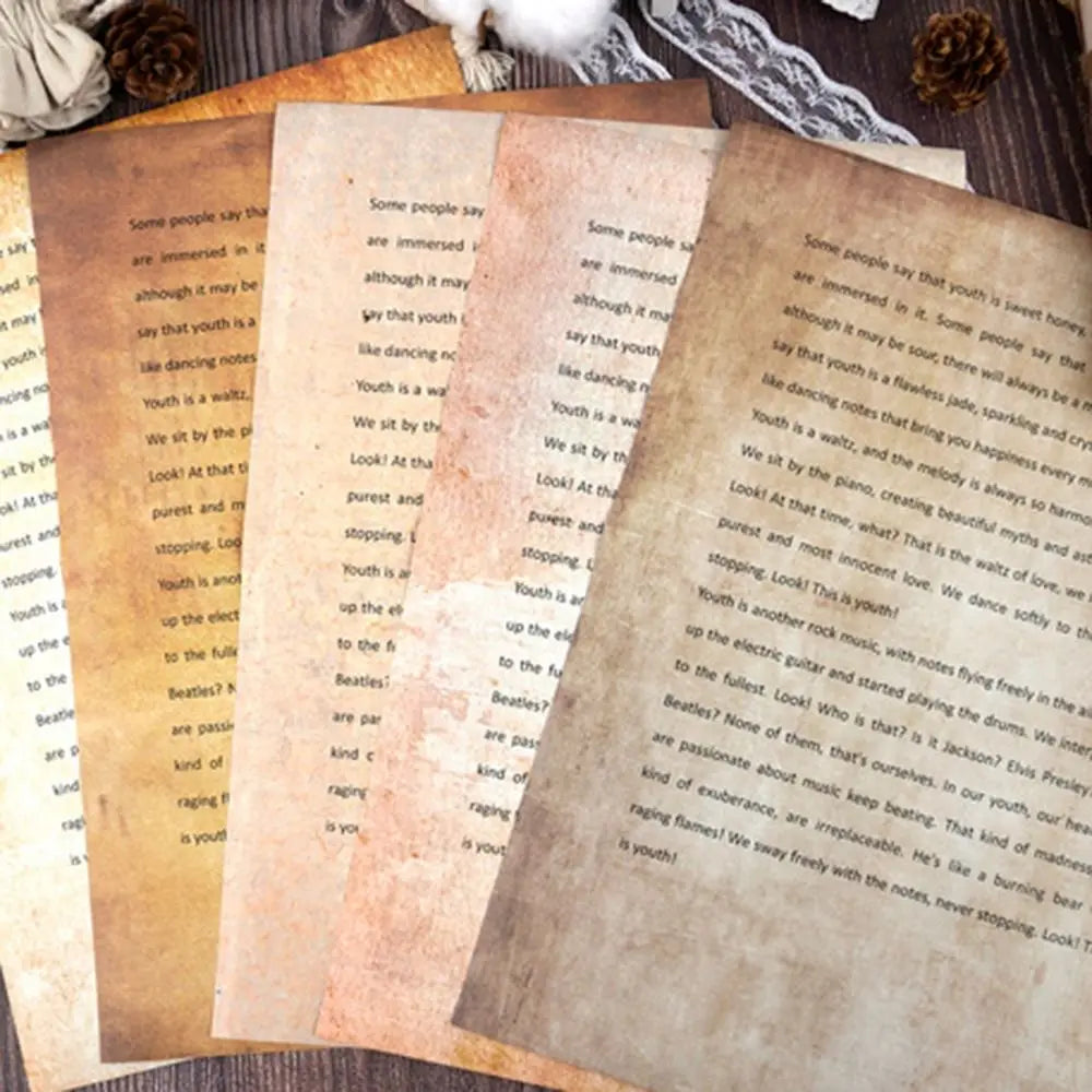 50 Sheets Vintage Stationery Writing Paper Simple Classical Printing Paper 100GSM Double Sided Literary Scrapbook Letter Paper