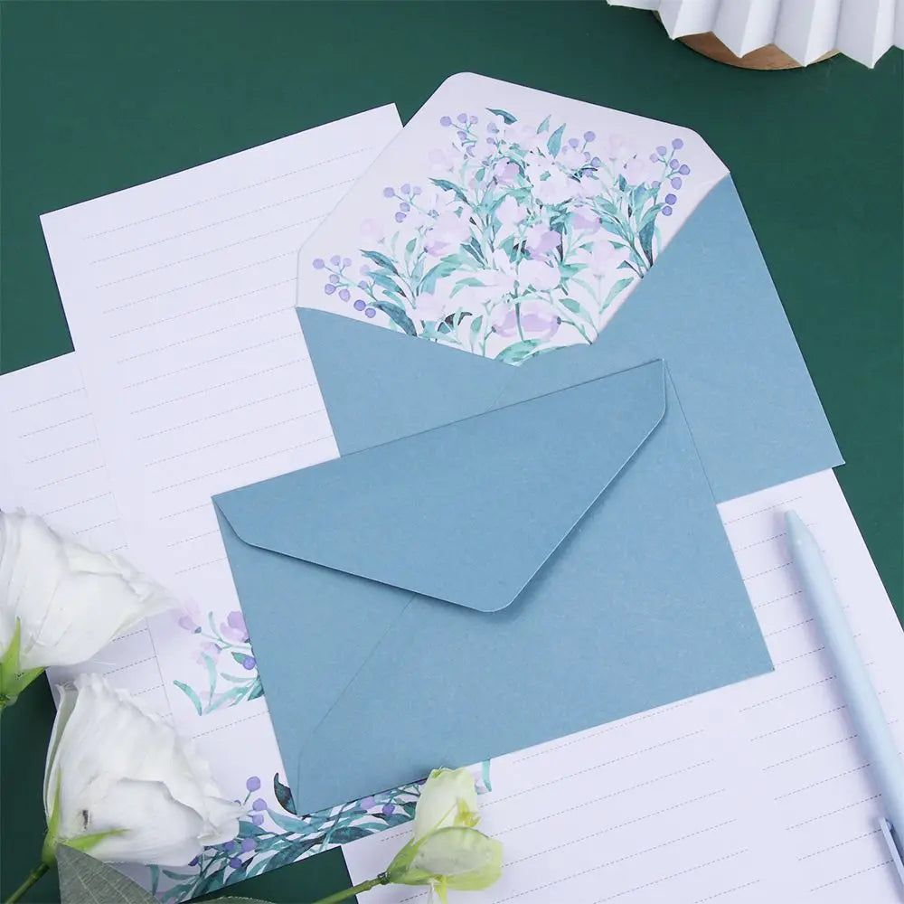 6PCS/Set Stationery Office School Greeting Invitation Card Printed Flower Love Note Floral Pattern Paper Letter Envelopes Set