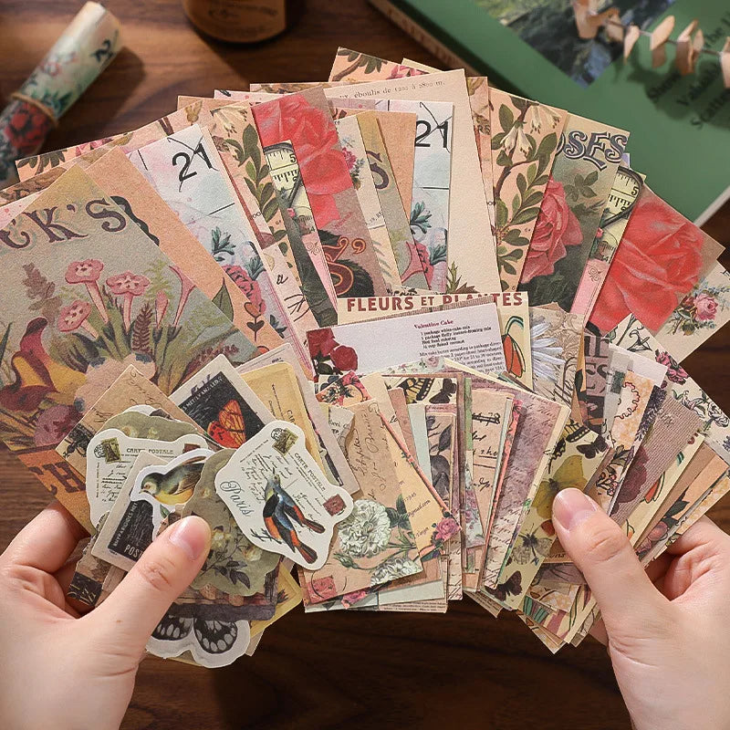 100 sheets - vintage American-themed material paper, guestbook, planner material, DIY scrapbooking