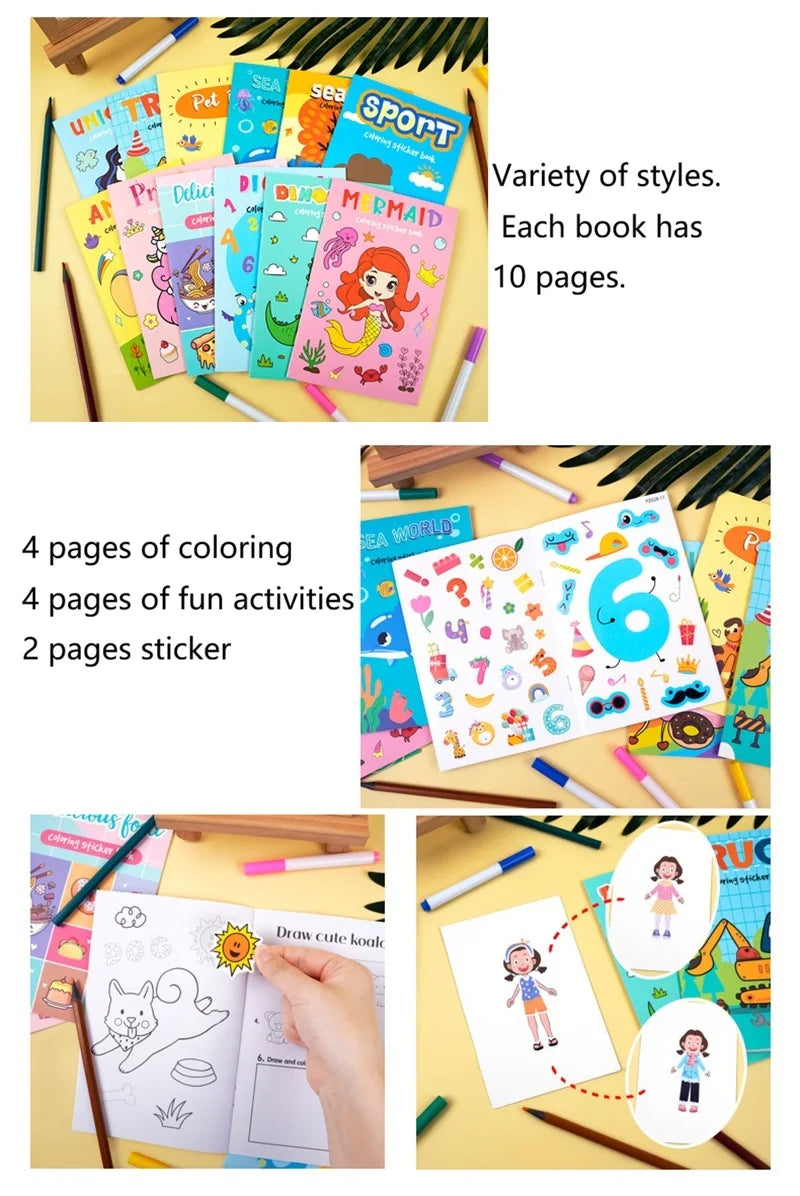 Coloring Book Children Sticker Books Fun Coloring Books 3-6 years Early Education Preschool Activities DIY Themed Drawing Books