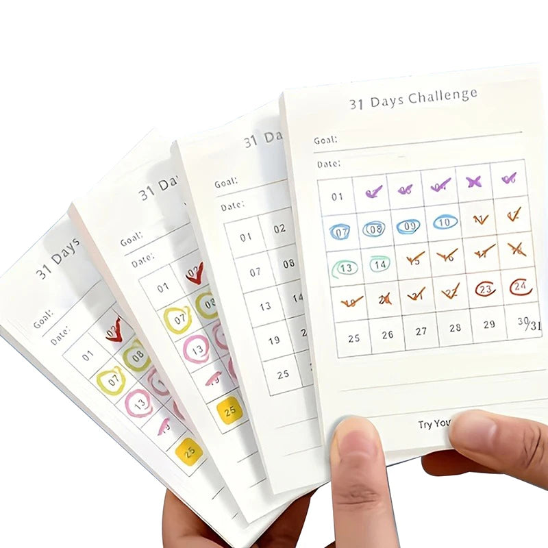 30 Days Planner Daily Challenge Notepad Self-Discipline Checklist Self-adhesive Memo Pads Mini Pocket Checklist Writing Pads