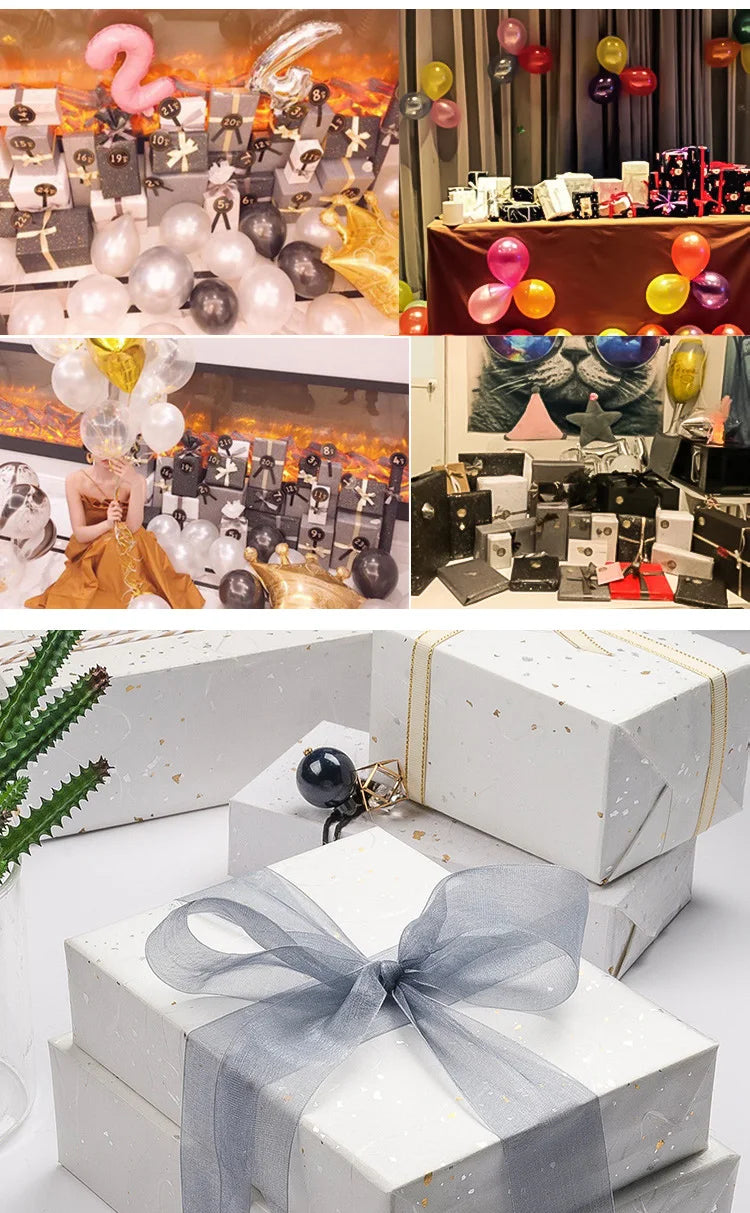 Floral Gift Wrap Paper Set - 6 Color Options, Sparkling Gold & Silver Speckles, Waterproof, Ideal for DIY Craft Packaging,