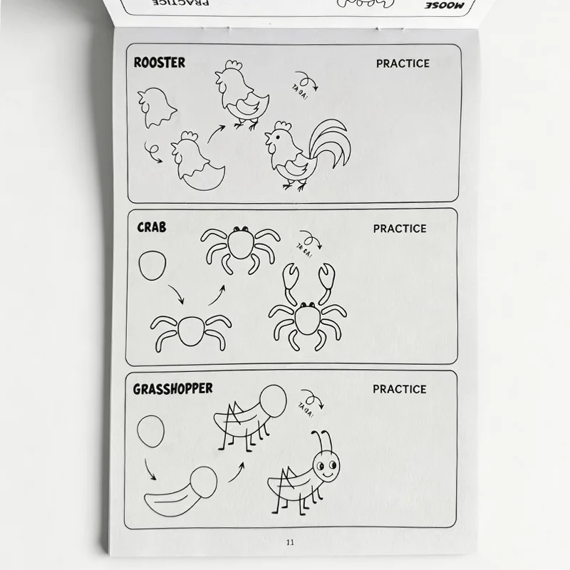 96 Animal Patterns, 32 Pages, Learn To Draw Animals, How To Draw: Teaching Drawing Book, Simple 4 Steps To Complete Drawing