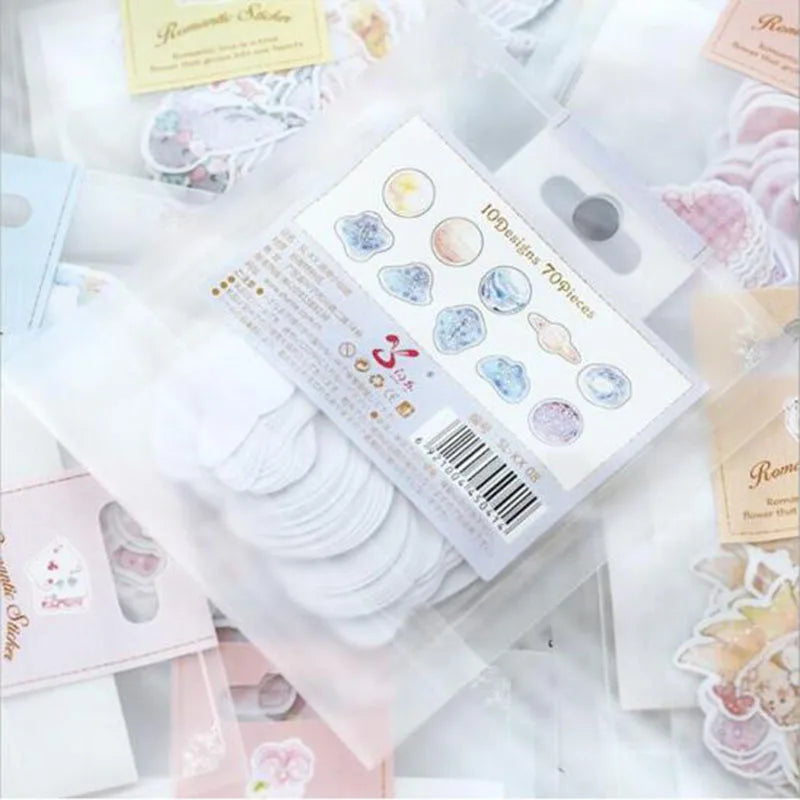 Special Price! 65-70 Pieces / More Romantic Mini Paper Sticker Bag Diy Diary Planner Decorative Map Scrapbook Kawaii Stationery