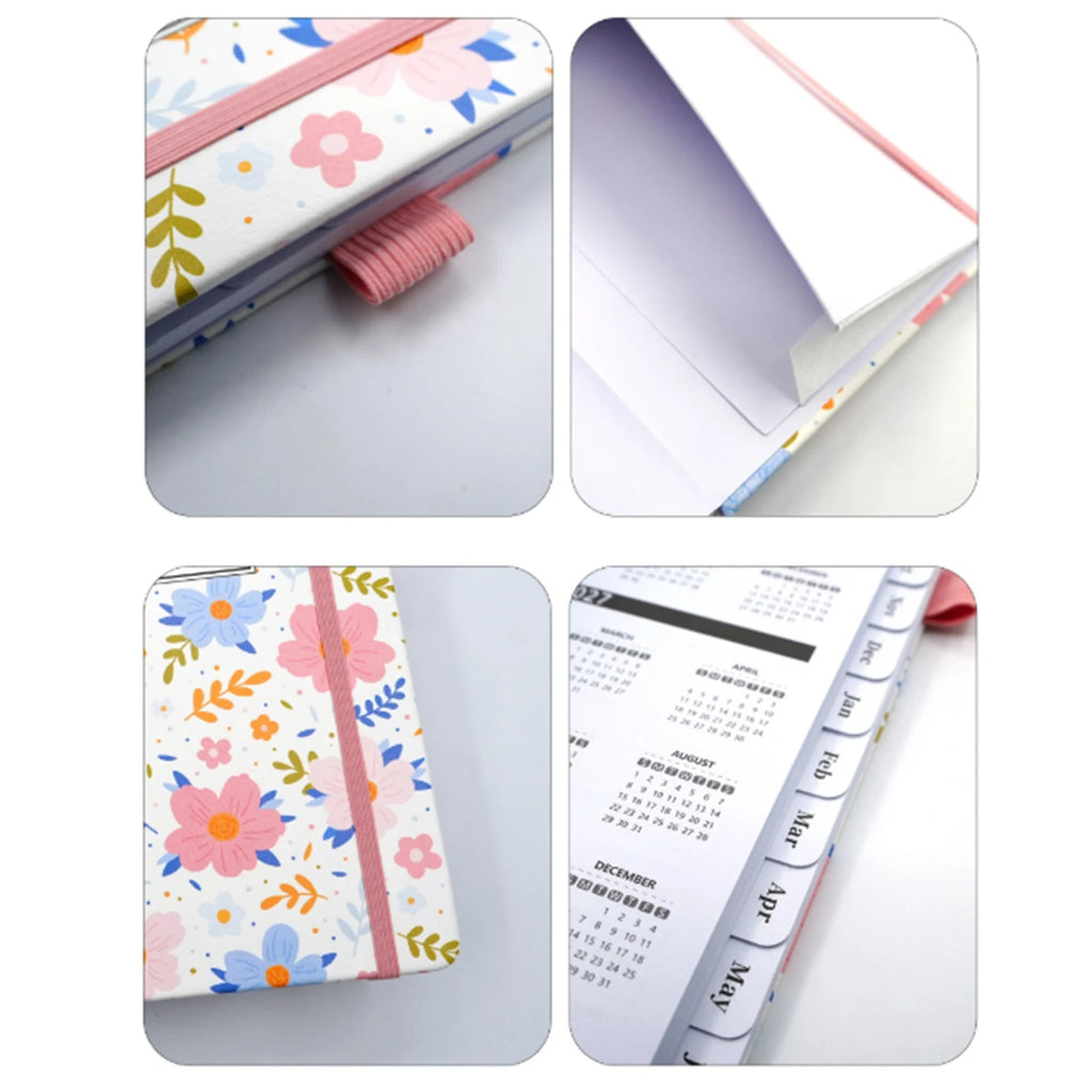 2026 2027 Floral Print Planner Weekly Monthly A5 Size 144 Pages Notebook Academic Daily Yearly Schedule Calendar Flower Design