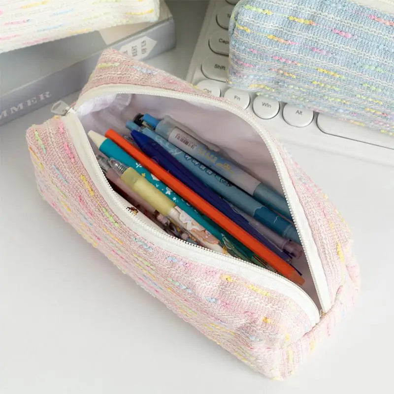Pencil Case Pouch, Cute Pencil Case With Versatile Colorful Lines And Large Capacity Storage Bag
