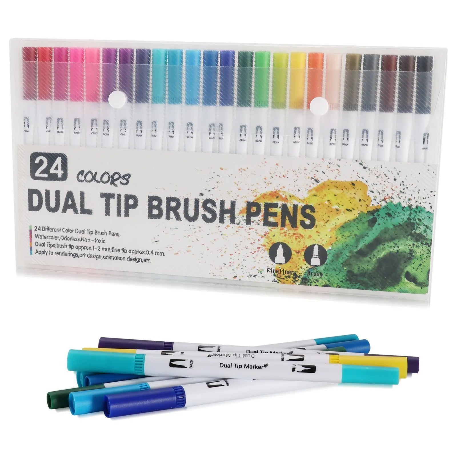 12-120 Colors Felt Tip Drawing Watercolor Art Markers Pen Dual Brush Fineliner Colouring Pen Set for Calligraphy Painting