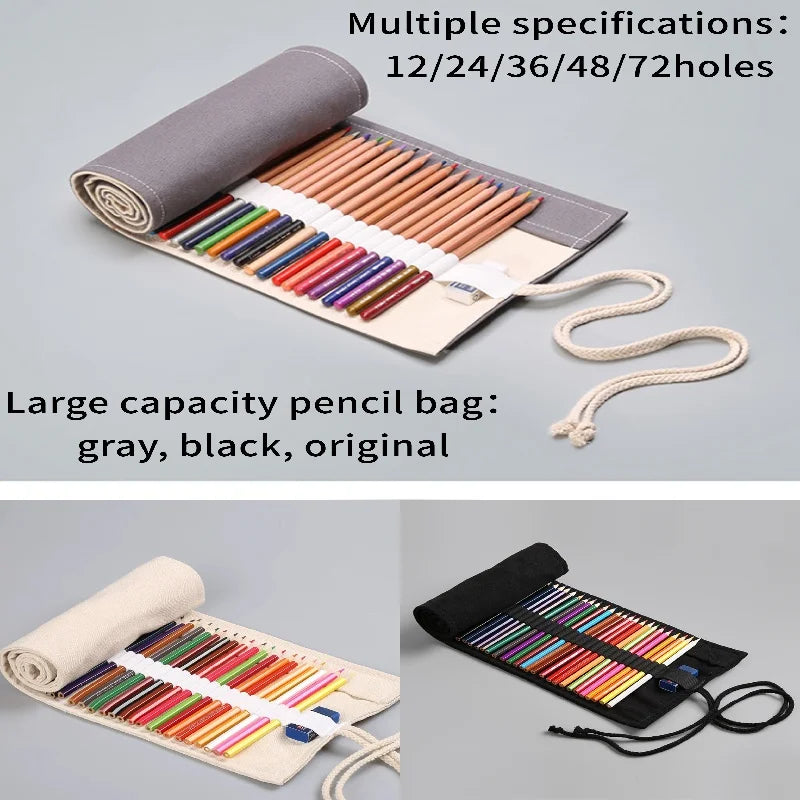 1PC Canvas pencil case - Simple and atmospheric design, colorful lead sketch pencil case for artists students and offices to use