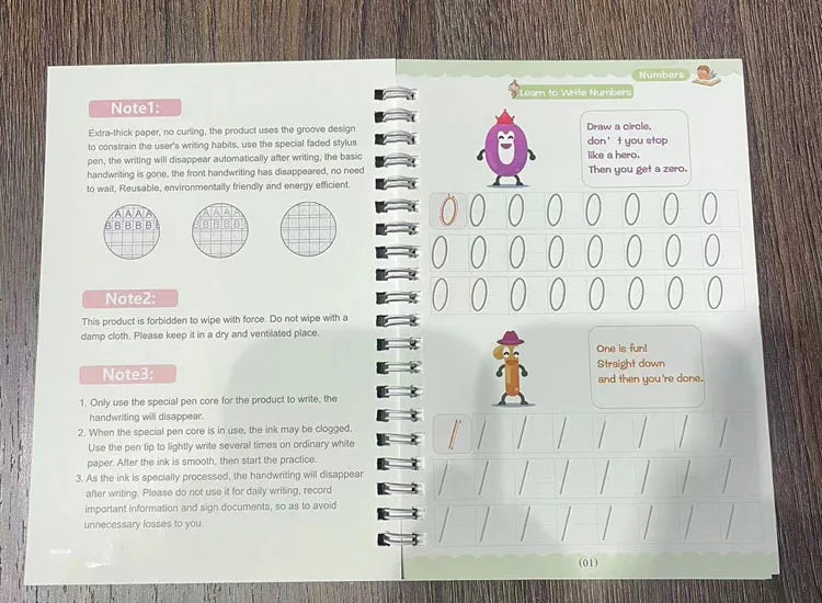 4pcs Portuguese Magic Practice Copybook Pen Preschools Kids Calligraphy Notebook Children Reusable  Writing Book Age 3-8