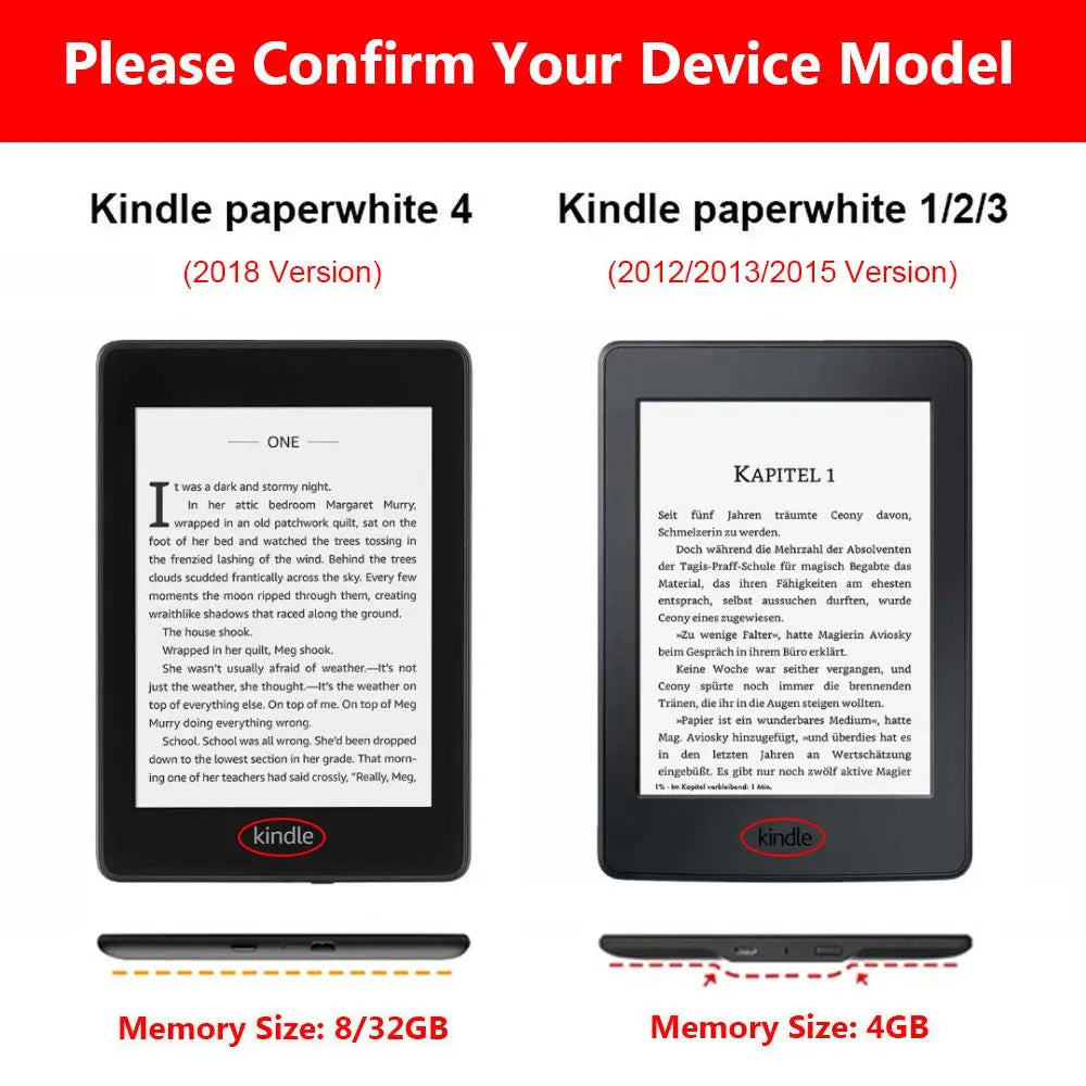 Ultra Slim Smart Case PU Leather Cover 6" eBook Reader Protective Shell For Kindle 8/10th Gen Paperwhite 1/2/3/4