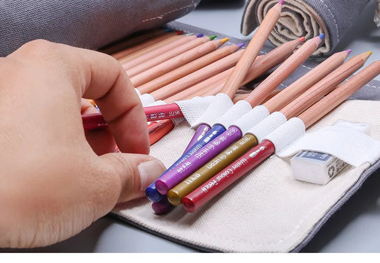 1PC Canvas pencil case - Simple and atmospheric design, colorful lead sketch pencil case for artists students and offices to use