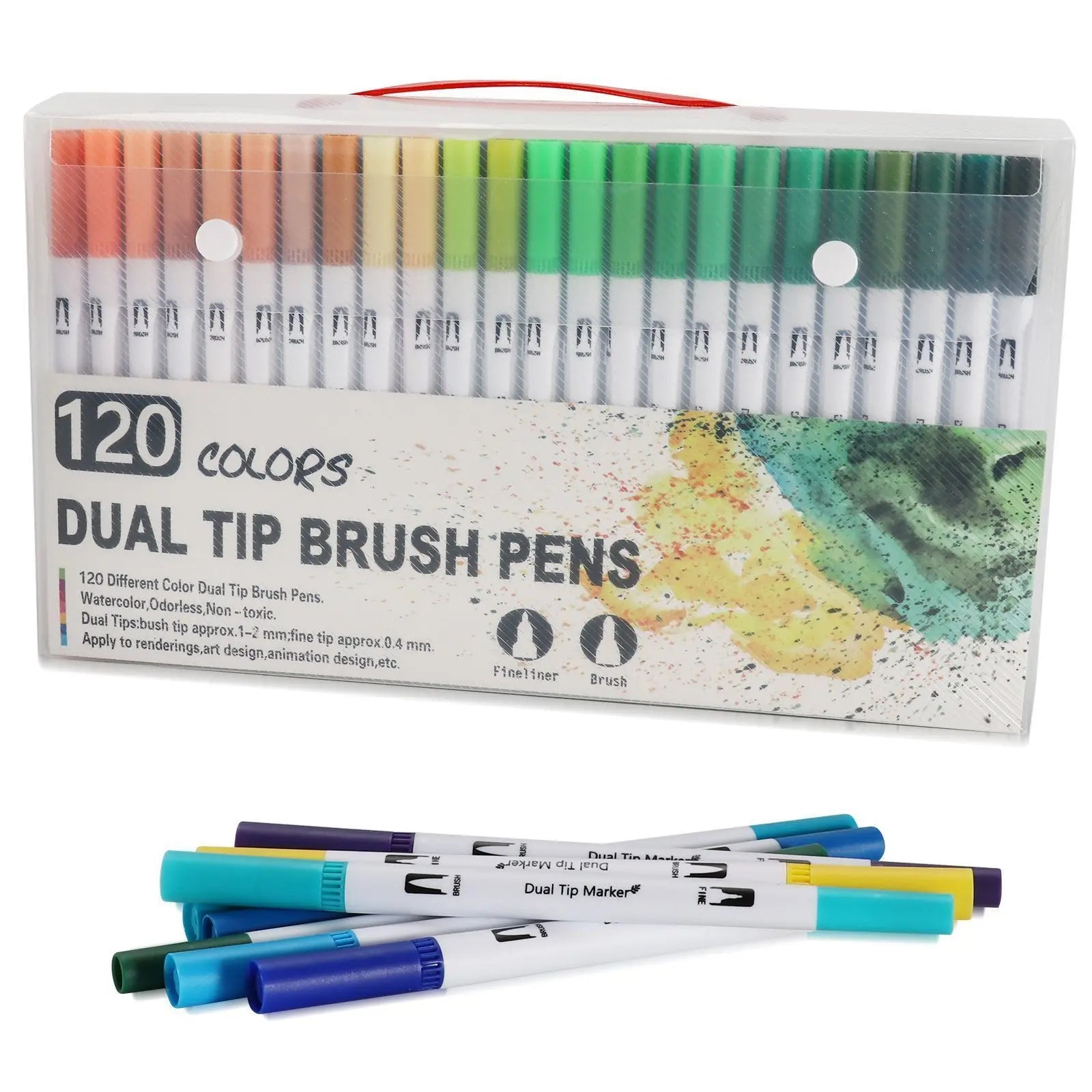 12-120 Colors Felt Tip Drawing Watercolor Art Markers Pen Dual Brush Fineliner Colouring Pen Set for Calligraphy Painting