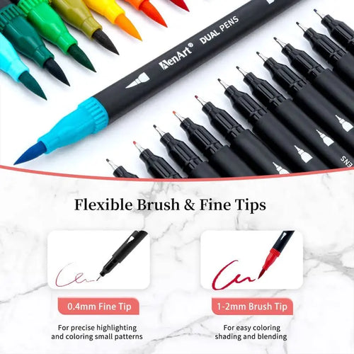 12-120 Colors Felt Tip Drawing Watercolor Art Markers Pen Dual Brush Fineliner Colouring Pen Set for Calligraphy Painting