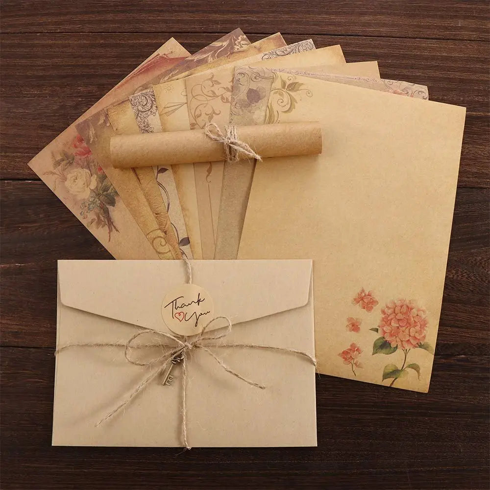 Stationery Flower Desig Letter Paper Craft Paper Kraft Paper Old Europe Style Letter Pad Writing Paper Retro Vintage Envelope