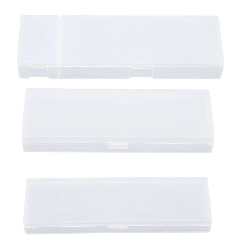 Pencil Cases School Office Simple Matte Transparent Plastic Box Frosted Pink Green White Pens Storage Stationery Supplies