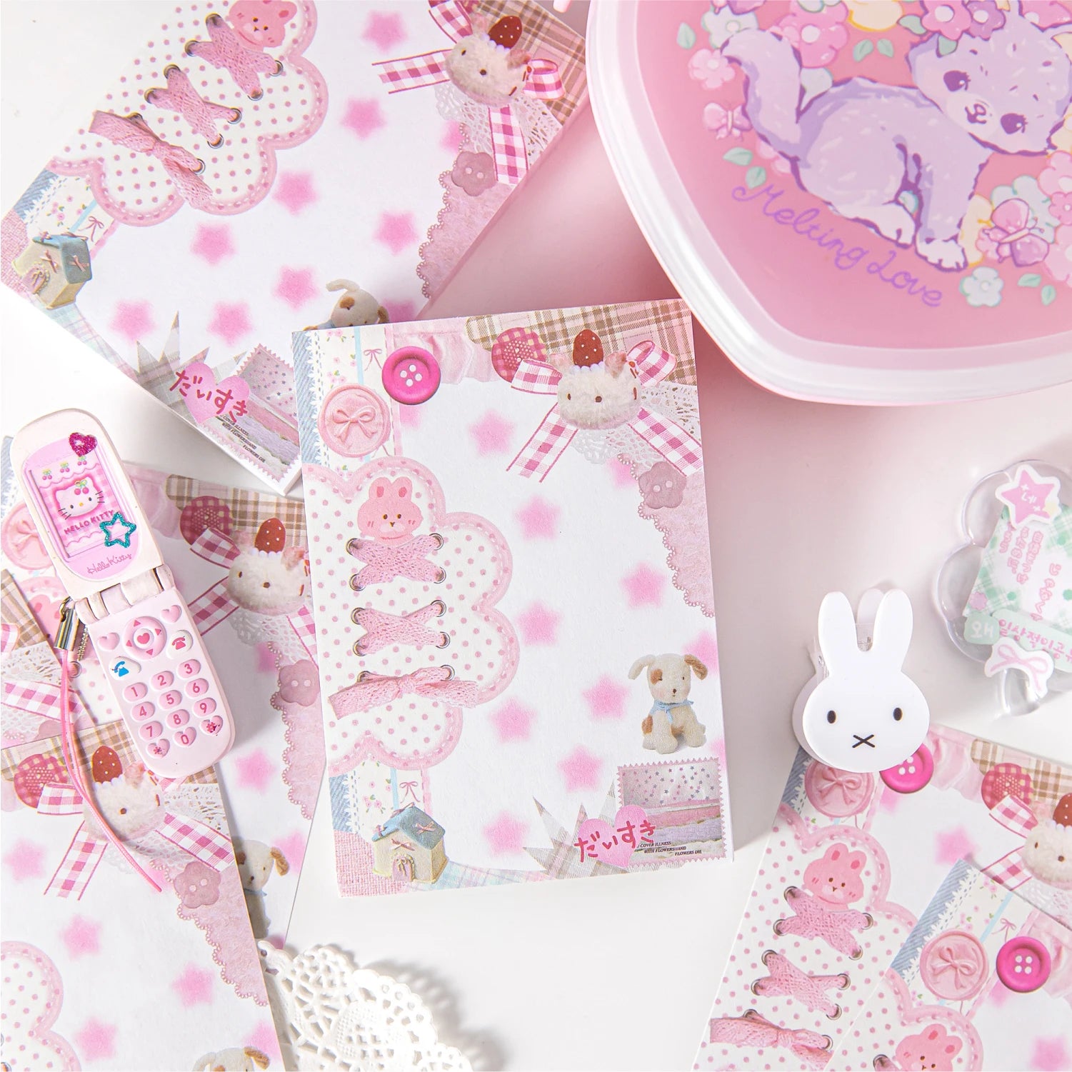 80pcs/pack Kawaii Japanese Stationery Student Message Memo Sticky Paper Scrapbook Background Paper School Office Supplies