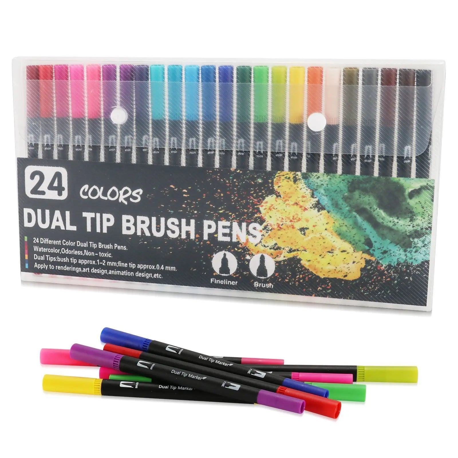 12-120 Colors Felt Tip Drawing Watercolor Art Markers Pen Dual Brush Fineliner Colouring Pen Set for Calligraphy Painting